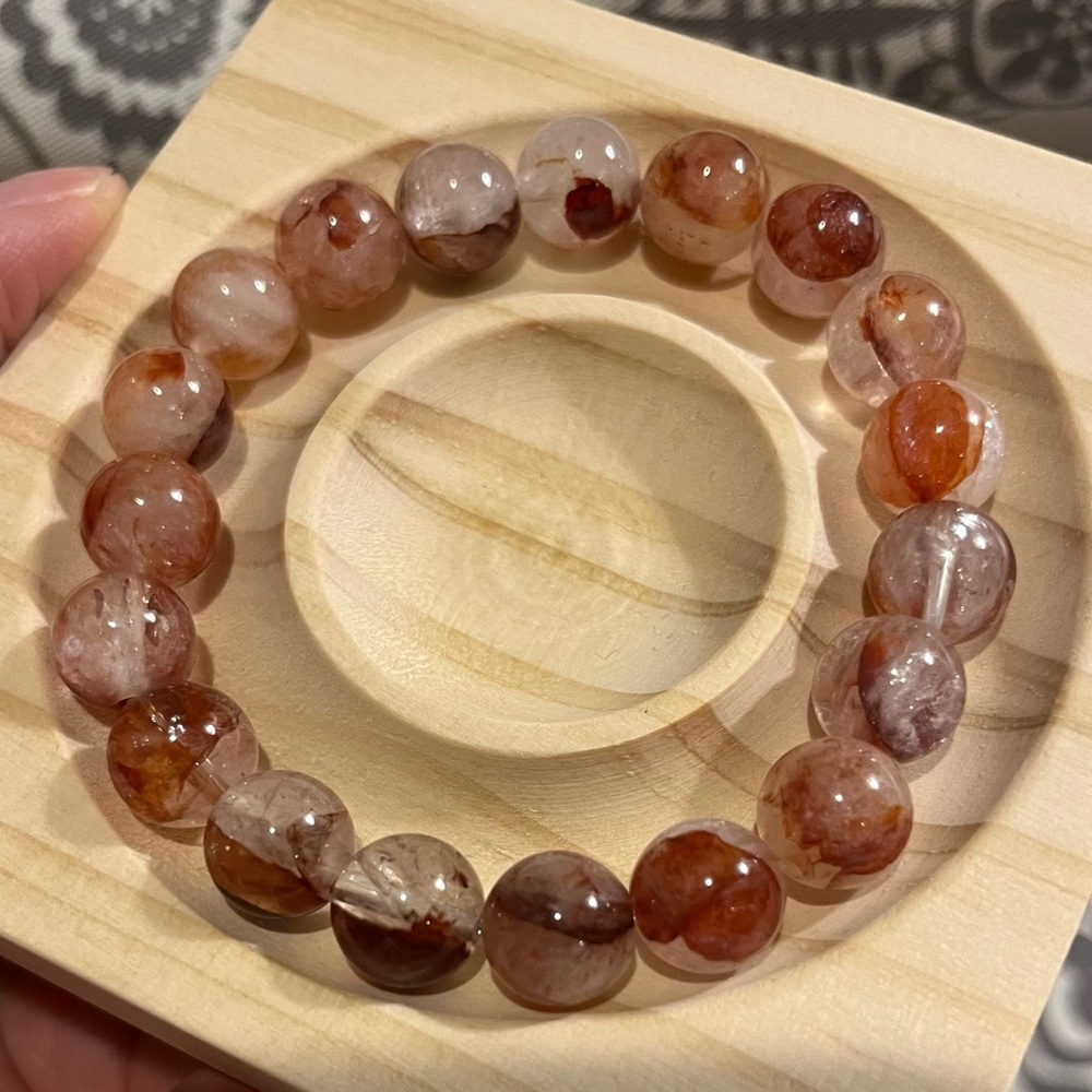 Natural Red Flower Quartz Bracelet 10mm